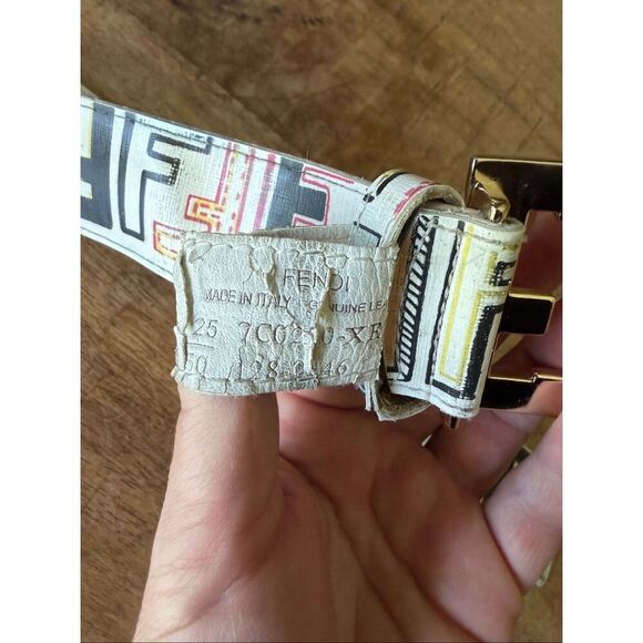 Vintage Fendi Multicolor FF Logo Leather Belt Made in Italy main image 2